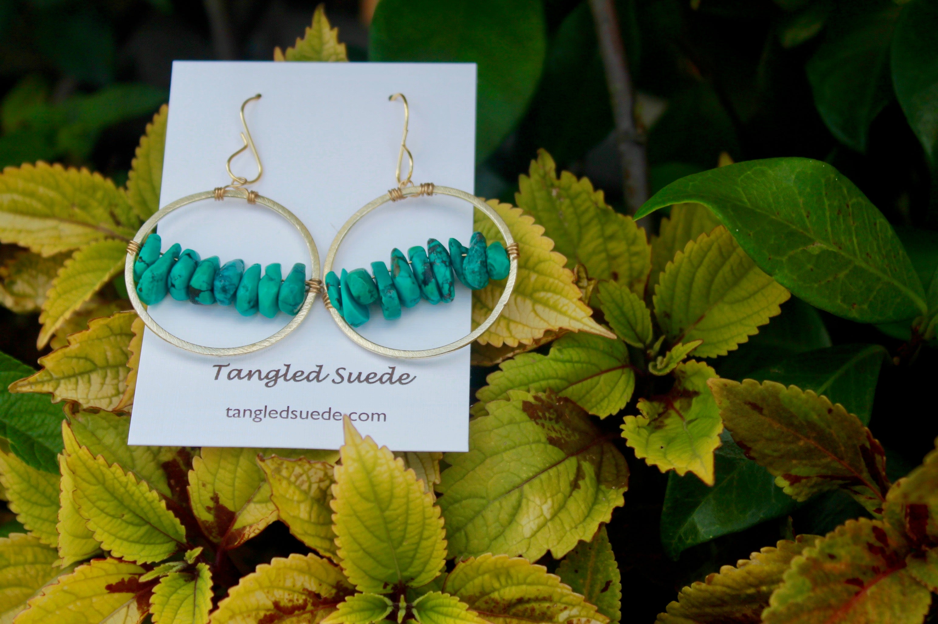 Turquoise Hoops by Tangled Suede